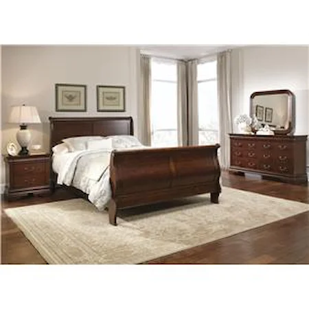 Queen Sleigh Bed, Dresser & Mirror, N/S